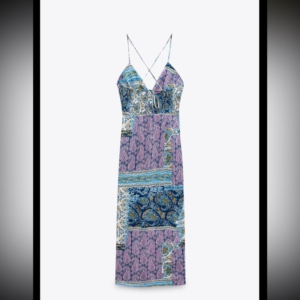 ZARA PRONTED KNOTTED MIDI DRESS - SIZE XS and S - BRAND NEW WITH TAG - Picture 7 of 7